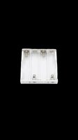 Four-cell battery holder with metal spring contacts and white plastic casing, isolated on transparent background, ready for electronics projects, educational materials, product mockups, and technical illustrations.