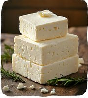 Fresh butter blocks stacked in pyramid shape on rustic wooden surface with rosemary sprigs, showcasing dairy product texture and natural food styling.