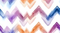 Watercolor chevron pattern in pastel purple, blue, and orange hues on white background, creating a soft geometric design for fabric or wallpaper.