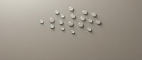 White pharmaceutical pills scattered on neutral beige background for medical healthcare and medication concepts in clean minimalist style.
