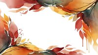Autumn watercolor frame with colorful fall leaves in warm orange, red and yellow tones on white background for seasonal design projects and greeting cards.