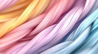 Soft flowing abstract waves in pastel pink, yellow, and blue colors create gentle curved lines and smooth gradients for modern minimalist design backgrounds.