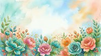 Watercolor floral border with blooming roses, succulents, and botanical leaves in soft pastel tones. Isolated design on white background, ready for invitations, cards, and decorative projects.