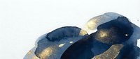Abstract watercolor painting with deep blue and gold metallic accents on white background for modern interior design and artistic projects.