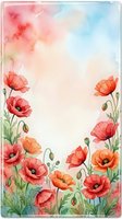 Watercolor poppy flowers frame with soft pastel background for spring greeting cards, wedding invitations and floral design projects.