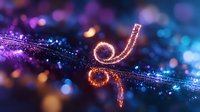 Magical glowing spiral trail with sparkles and bokeh effects in purple and blue colors creates ethereal atmosphere for fantasy or celebration backgrounds.
