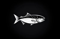 White silhouette of spotted trout fish on black background, minimalist design style with detailed fins and scales pattern, isolated graphic element for logos.