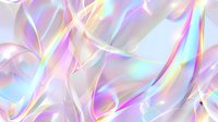 Ethereal holographic waves in pastel rainbow colors create flowing abstract background with iridescent light effects and smooth gradient transitions.