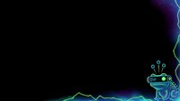 Futuristic neon circuit board technology background with glowing blue and green electronic elements on black surface for digital design projects.