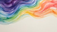Colorful rainbow watercolor waves flowing across white background, soft artistic texture for creative design projects.