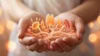Hands holding glowing orange cityscape with warm bokeh background, representing urban development, growth, and sustainable business innovation for design projects.