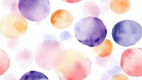Soft watercolor circles in purple, orange, and pink create dreamy abstract pattern on white background, seamless repeat design for fabric and wallpaper projects.