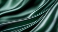 Elegant dark green silk fabric with smooth flowing waves and gentle folds creates luxurious textile background with soft sheen and dramatic lighting effects.