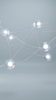Glowing spheres connected by luminous lines form an abstract network structure on neutral background, representing digital connectivity, data flow, and modern technology concepts.