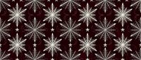 Elegant silver starburst pattern on deep burgundy background creates sophisticated seamless design for luxury wallpaper, textile printing, and premium decor.