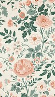Seamless floral pattern with blush pink blooms and sage green foliage on cream background. Romantic botanical design for fabric, wallpaper, and surface patterns.