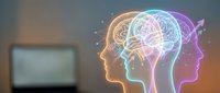 Digital brain illustration with glowing neural networks in human head silhouettes showing cognitive processes and mental activity for technology concepts.