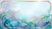 Watercolor landscape with soft pastel mountains and rolling hills in blue, green, and pink tones, ideal for backgrounds and artistic projects.
