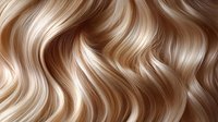 Luxurious blonde wavy hair with highlights and lowlights showing natural texture and shine for beauty salon advertising or hair care products.