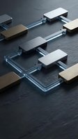 Modern USB-C hub adapters with transparent cables on dark slate surface. Tech accessories for laptop connectivity and data transfer solutions.