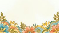Ornamental floral border with gold leaves, coral and yellow flowers, and teal swirls on cream background. Decorative design element for invitations, cards, and web graphics.