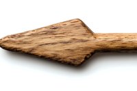 Weathered driftwood piece with natural texture and grain pattern isolated on white background, suitable for coastal decor and artistic compositions.