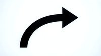 Black curved arrow pointing right on white background isolated for graphic design and business presentations.