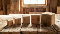Wooden blocks in increasing sizes arranged on rustic table with window light, representing growth, progress, and business development for corporate presentations and educational materials.
