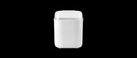 Minimalist white trash bin with lid isolated on transparent background, ready for design use on t-shirts, stickers, clipart, and print-on-demand products.