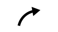 Curved arrow pointing upward right on isolated white background, suitable for growth, success, progress, and business design projects.