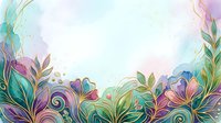 Colorful floral border with watercolor botanical elements in pastel tones, isolated on white background for design projects, invitations, and decorative layouts.