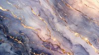 Luxurious marble texture with gold veins on purple and blue watercolor background, elegant abstract pattern for luxury design projects.