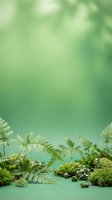 Natural green background with fresh ferns and moss creating peaceful botanical scene for spring wellness and eco-friendly design projects.