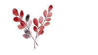 Delicate watercolor branches with red and burgundy leaves on white background, botanical art element for stationery, wedding invitations and packaging design.