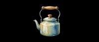 Vintage metal teapot with wooden handle isolated on transparent background, ready for t-shirt designs, clipart, stickers, print-on-demand products, and sublimation projects.