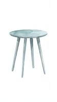 Minimalist round side table with four tapered legs in soft sage green watercolor style, isolated on white background for interior design and furniture projects.
