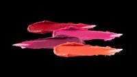 Colorful lipstick smear swatches in pink, magenta, red, and orange isolated on transparent background, ready for beauty, cosmetic, and makeup design use.