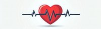 Red heart with electrocardiogram line running through it on white background, medical health symbol showing heartbeat pulse wave pattern, isolated design element.