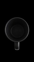 Black ceramic mug isolated on transparent background, ready for t-shirt design, sublimation, print-on-demand products, stickers, and clipart applications.