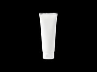 White cosmetic tube mockup isolated on transparent background, ready for branding, packaging design, print on demand, stickers, and T-shirt design use.