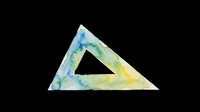 Watercolor triangle outline in blue, green, and yellow gradient isolated on transparent background, ready for t-shirt design, clipart, stickers, and print-on-demand projects.