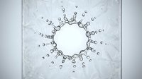Water splash circle isolated on white background, dynamic liquid droplets and waves forming round frame for design, advertising, and product presentation purposes.