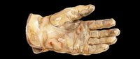 Watercolor worn leather work glove isolated on transparent background, ready for stickers, print on demand, T-shirt design, clipart, and sublimation projects.