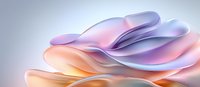 Abstract flowing pastel shapes in soft pink, purple, and peach colors create gentle waves and curves against light background, suitable for modern design projects.