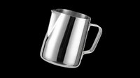 Stainless steel milk frothing pitcher isolated on transparent background, ready for T-shirt, sticker, clipart, print on demand, and sublimation design use.