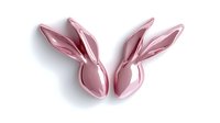Pink metallic bunny ears arranged symmetrically on white background creating butterfly shape effect, isolated design element for creative projects and seasonal decorations.
