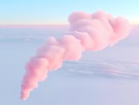 Pink cotton candy clouds floating in dreamy pastel sky at sunset create ethereal atmospheric mood for romantic and whimsical designs.