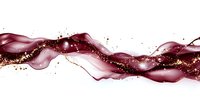 Flowing burgundy wine liquid wave with golden glitter splash and sparkles on white background, abstract fluid art design element for luxury branding.
