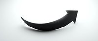 Upward curved arrow symbol representing growth, success, and positive business momentum on isolated white background for corporate design use.