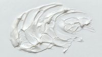 Thick white paint strokes and textured brushstrokes create an abstract composition on neutral background, suitable for modern art, design projects, and creative backgrounds.